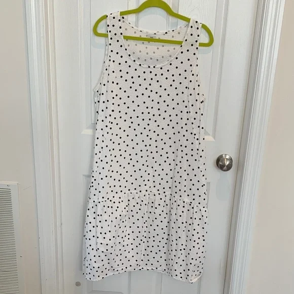 Tulip Sundress White with Black Polka Dots Large - Picture 1 of 6